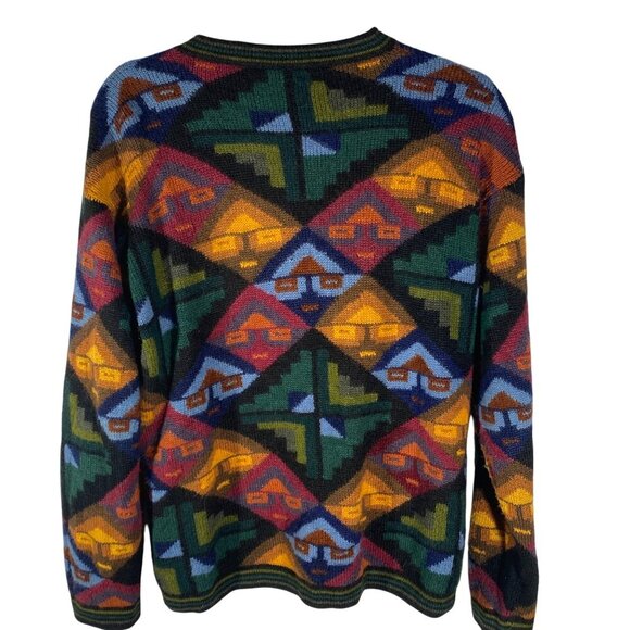 Vibrant colorful southwestern tribal artsy Pattern Cardigan Sweater Multicolor - Picture 4 of 9